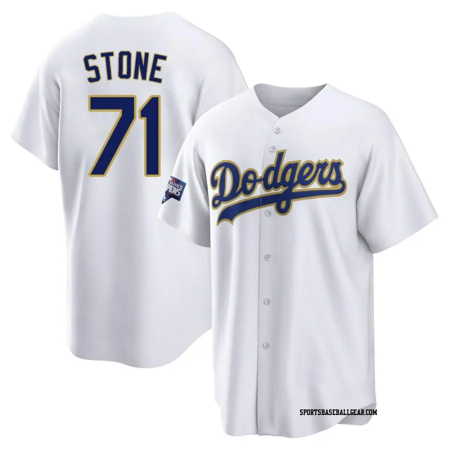 Gavin Stone Youth Los Angeles Dodgers White/Gold Replica 2021 Gold Program Player Jersey