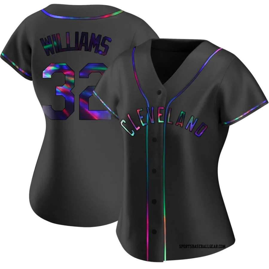 Gavin Williams Women's Cleveland Guardians Black Holographic Replica Alternate Jersey