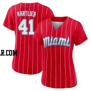 Geoff Hartlieb Women's Miami Marlins Red Replica 2021 City Connect Jersey