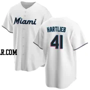 Geoff Hartlieb Youth Miami Marlins White Replica Home Jersey