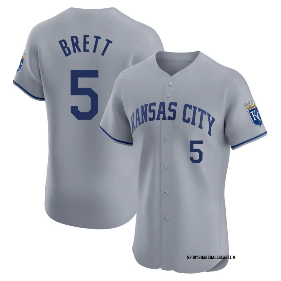 George Brett Men's Kansas City Royals Gray Elite Road Jersey