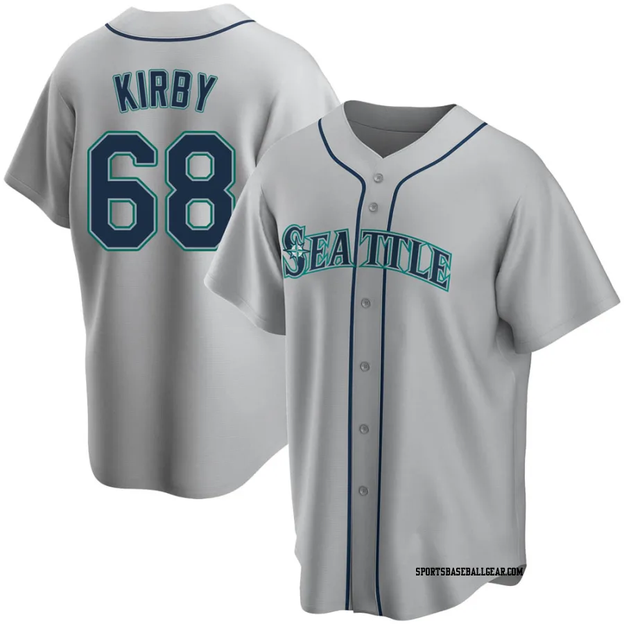 George Kirby Men's Seattle Mariners Gray Replica Road Jersey