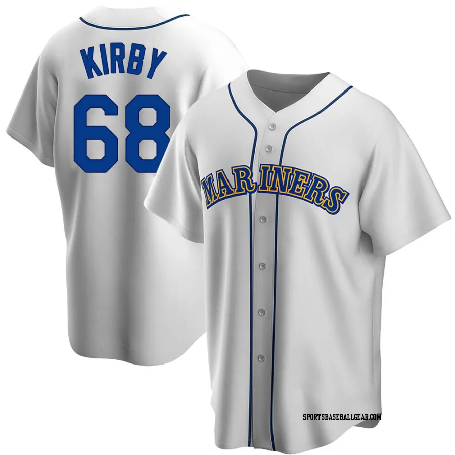 George Kirby Men's Seattle Mariners White Replica Home Cooperstown Collection Jersey