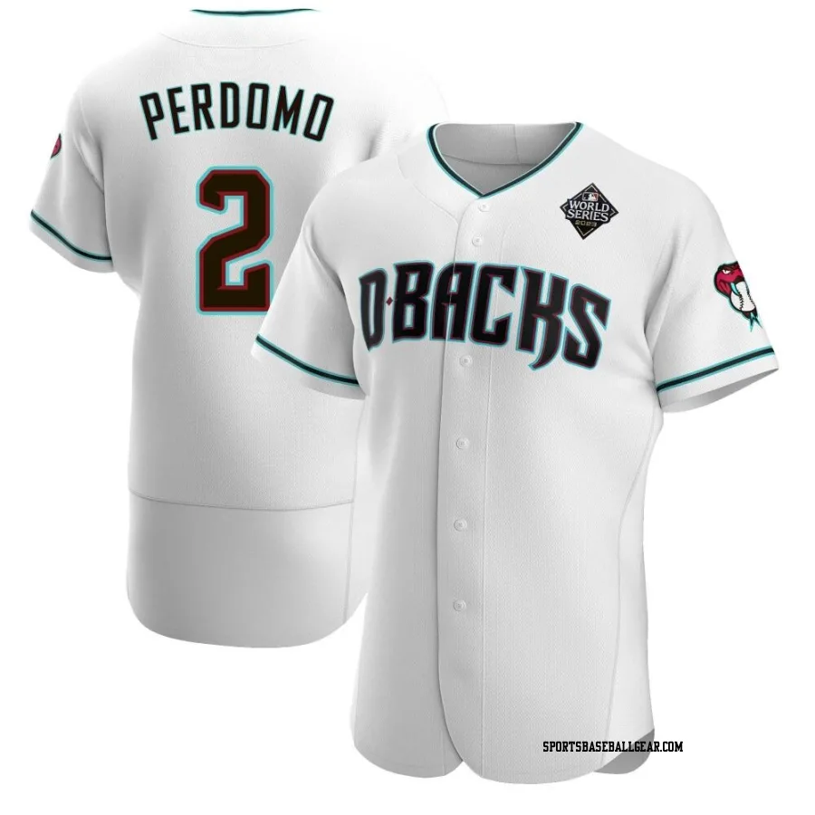 Geraldo Perdomo Men's Arizona Diamondbacks White Authentic Teal Alternate 2023 World Series Jersey