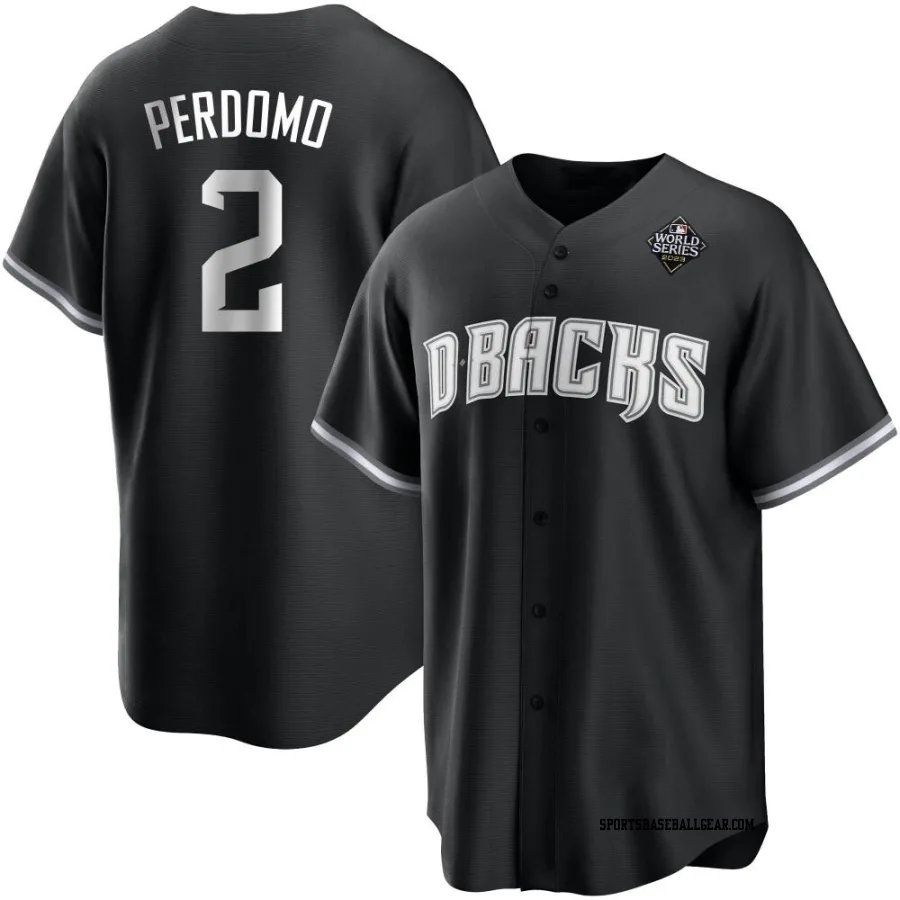 Geraldo Perdomo Men's Arizona Diamondbacks White Replica Black 2023 World Series Jersey