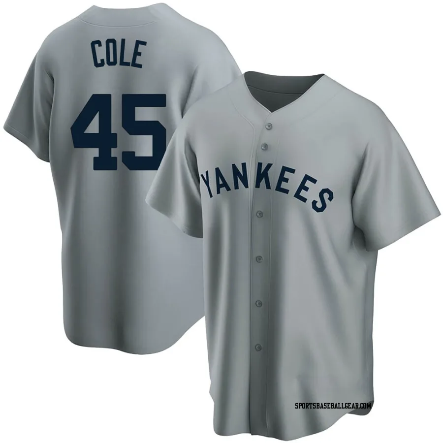 Gerrit Cole Men's New York Yankees Gray Replica Road Cooperstown Collection Jersey