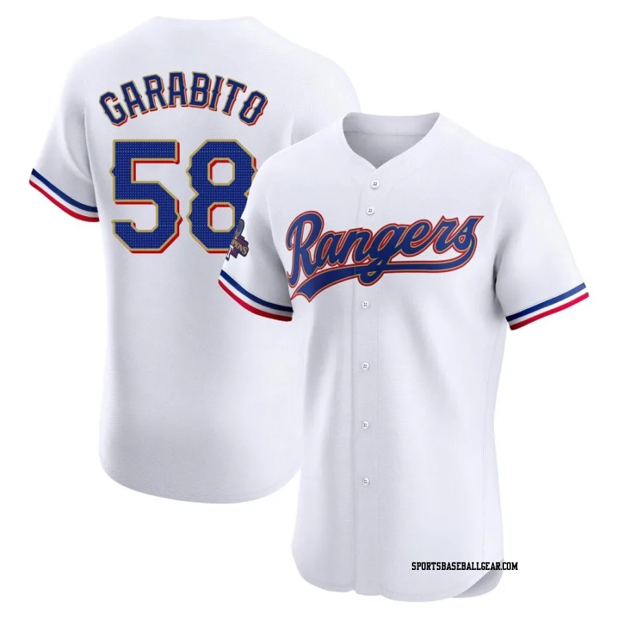 Gerson Garabito Men's Texas Rangers Gold Elite White 2024 Collection Jersey