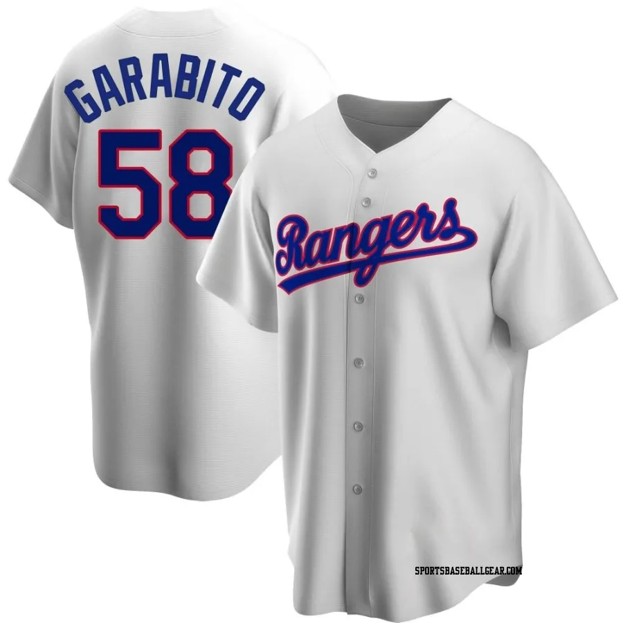 Gerson Garabito Men's Texas Rangers White Replica Home Cooperstown Collection Jersey
