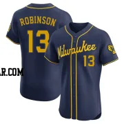 Glenn Robinson Men's Milwaukee Brewers Navy Elite Alternate Jersey