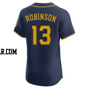 Glenn Robinson Men's Milwaukee Brewers Navy Elite Alternate Jersey