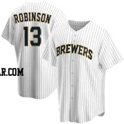 Glenn Robinson Men's Milwaukee Brewers White Replica Home Jersey