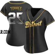 Gleyber Torres Women's Detroit Tigers Black Golden Replica Alternate Jersey