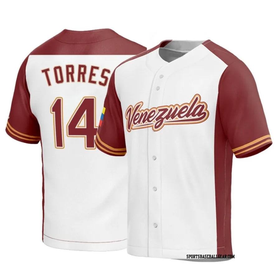 Gleyber Torres Youth Venezuela Baseball White Replica 2023 World Baseball Classic Jersey