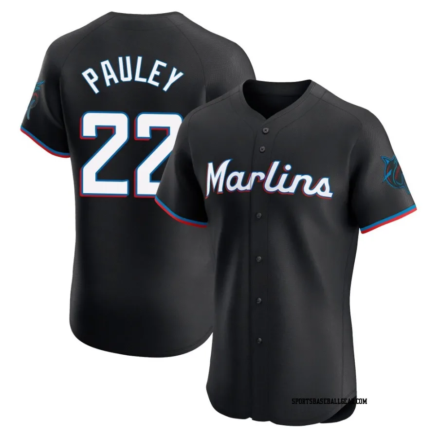 Graham Pauley Men's Miami Marlins Black Elite Alternate Vapor Premier Jersey