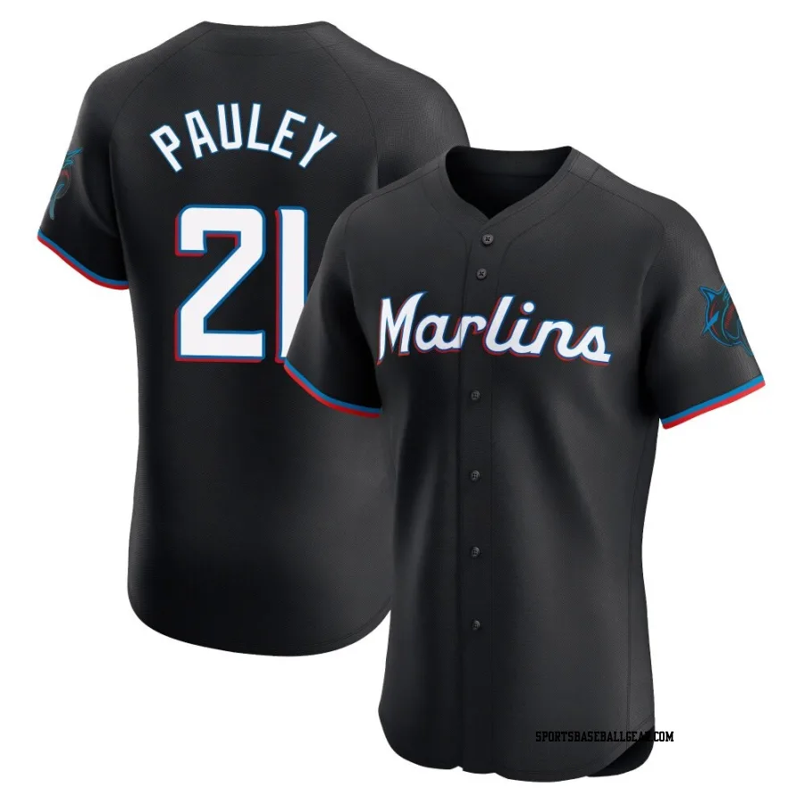 Graham Pauley Men's Miami Marlins Black Elite Alternate Vapor Premier Jersey