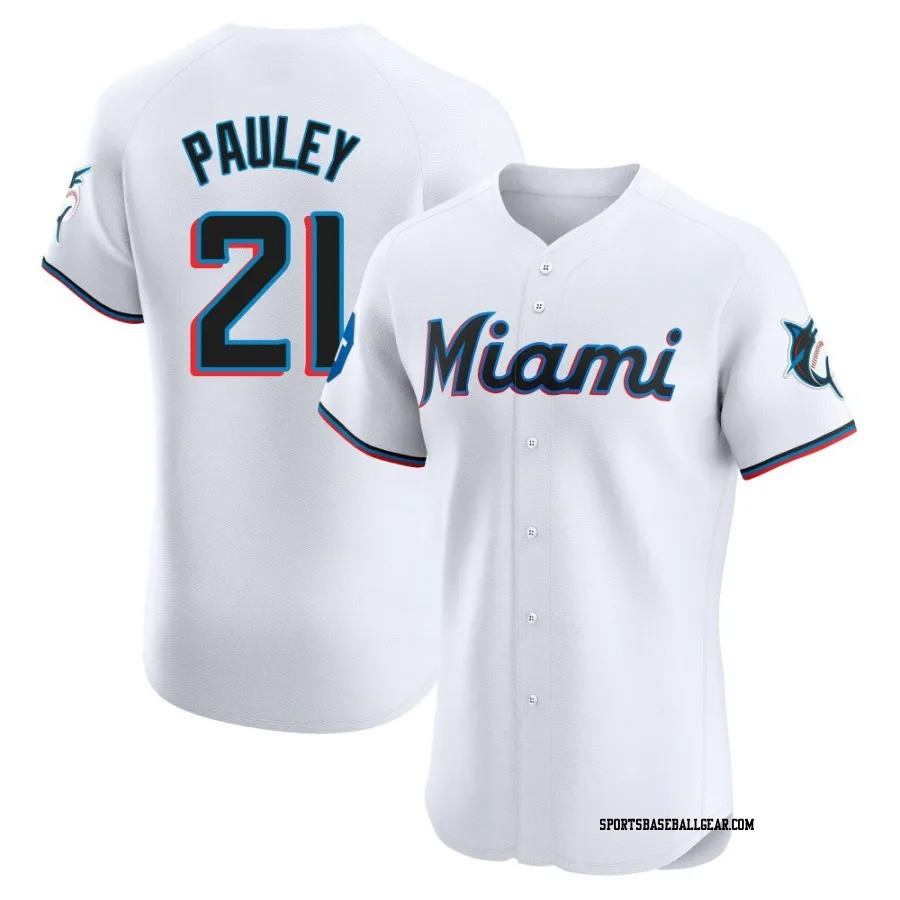 Graham Pauley Men's Miami Marlins White Elite Home Patch Jersey
