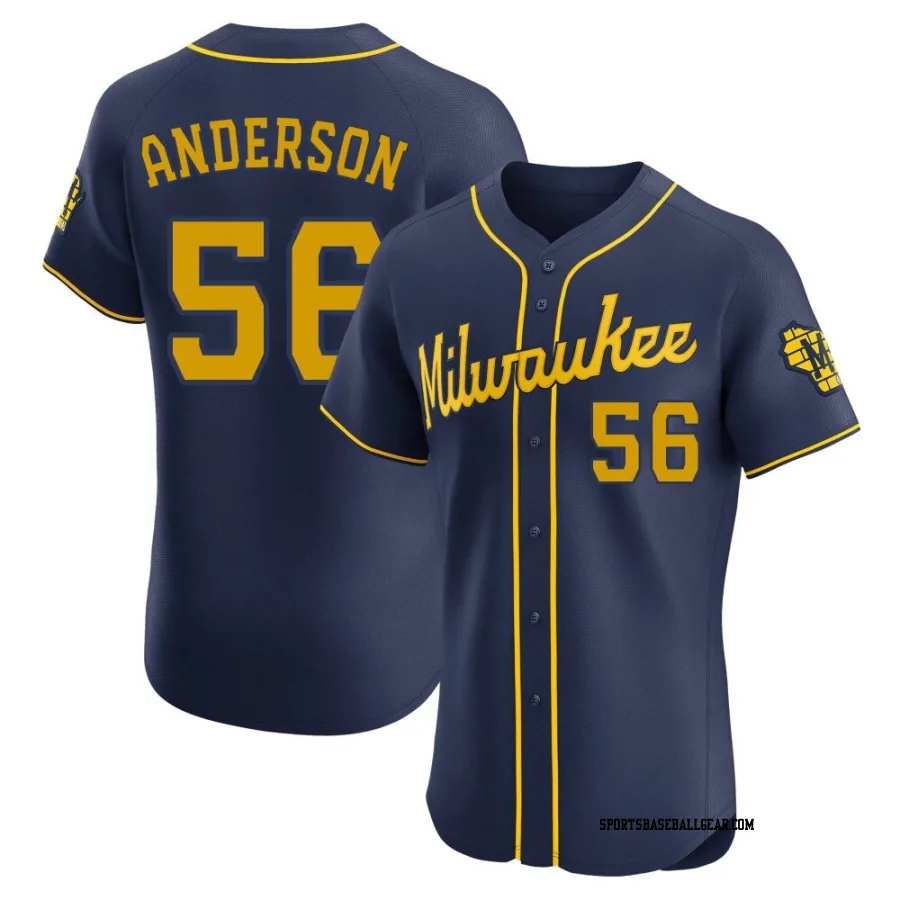 Grant Anderson Men's Milwaukee Brewers Navy Elite Alternate Jersey