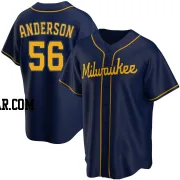 Grant Anderson Youth Milwaukee Brewers Navy Replica Alternate Jersey