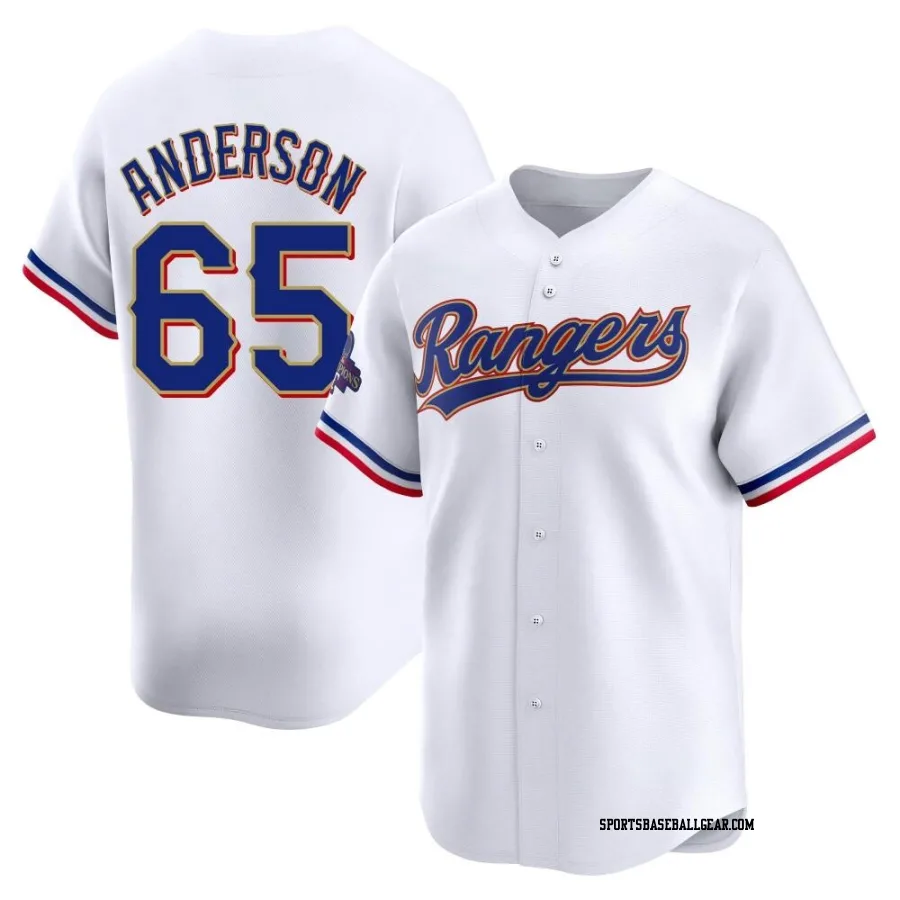 Grant Anderson Youth Texas Rangers Gold Limited White 2024 Collection Jersey
