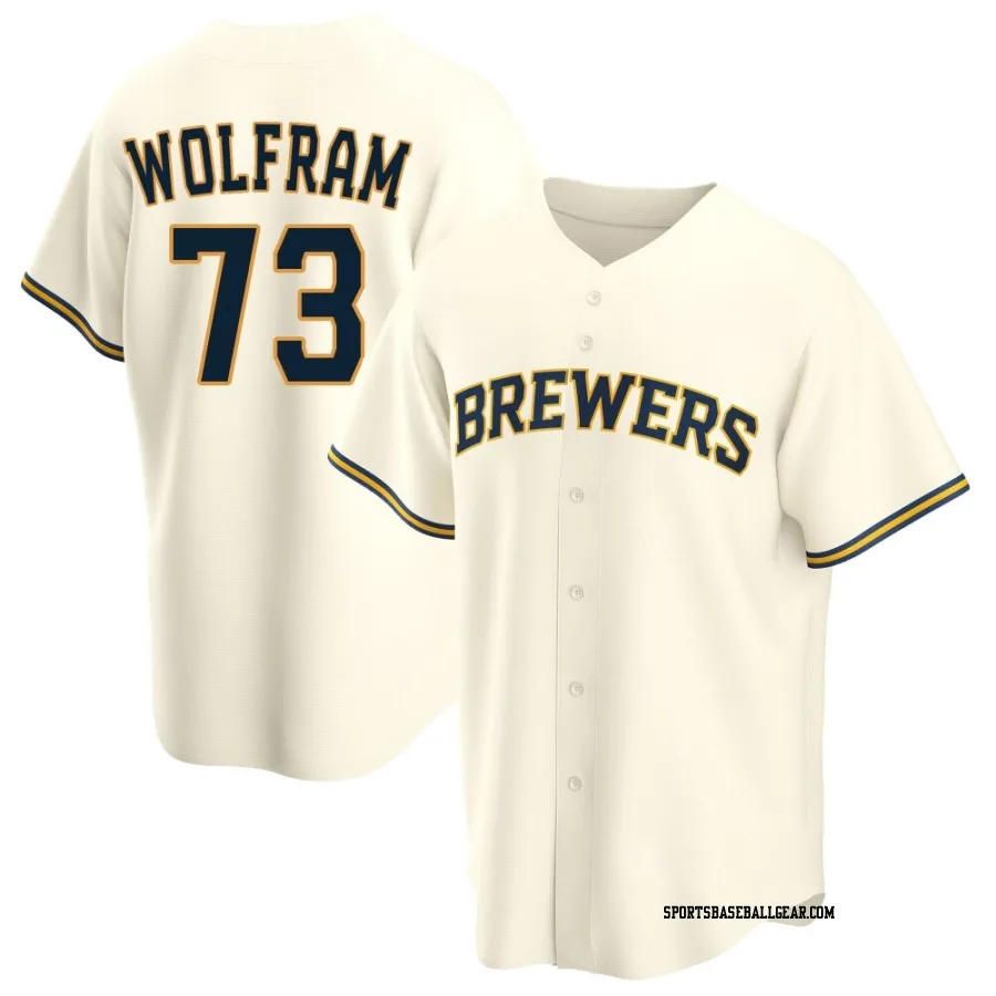 Grant Wolfram Men's Milwaukee Brewers Cream Replica Home Jersey