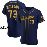 Grant Wolfram Men's Milwaukee Brewers Navy Authentic Alternate Jersey