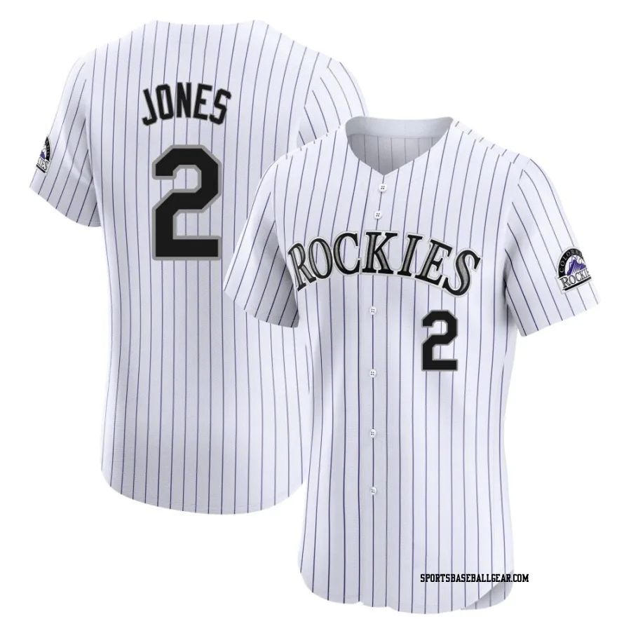 Greg Jones Men's Colorado Rockies White Elite Home Jersey