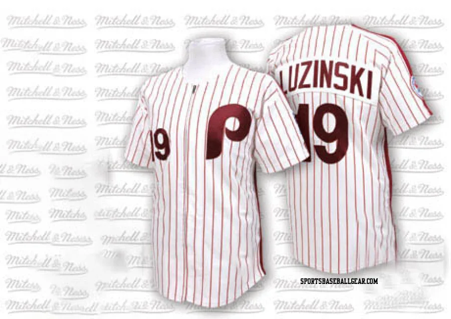 Greg Luzinski Men's Philadelphia Phillies White/Red Authentic Strip Throwback Jersey