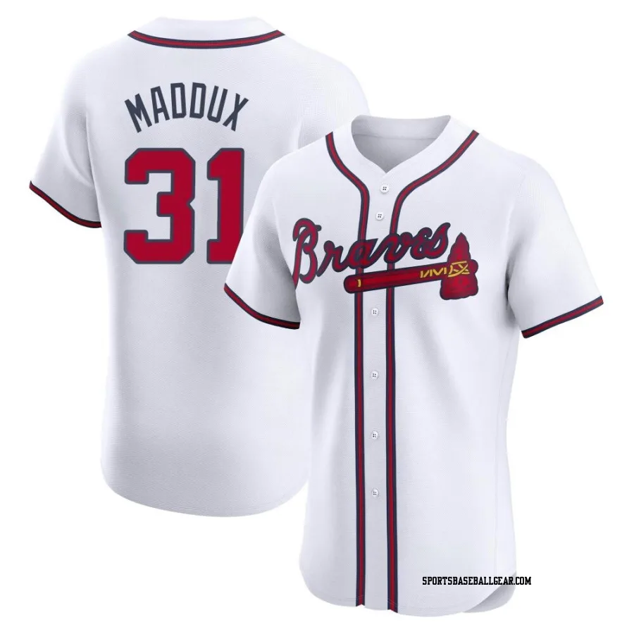 Greg Maddux Men's Atlanta Braves White Elite Home Jersey