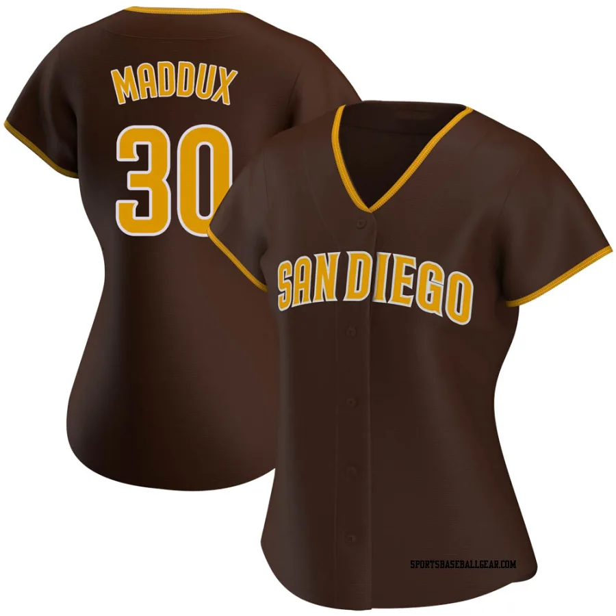 Greg Maddux Women's San Diego Padres Brown Authentic Road Jersey