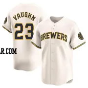 Greg Vaughn Men's Milwaukee Brewers Cream Limited Home Jersey