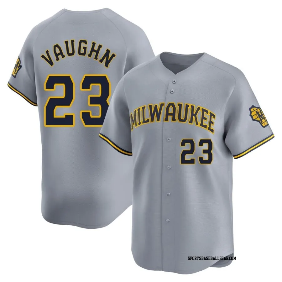 Greg Vaughn Men's Milwaukee Brewers Gray Limited Away Jersey