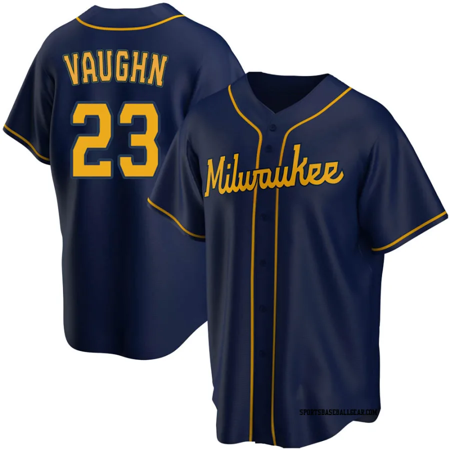 Greg Vaughn Men's Milwaukee Brewers Navy Replica Alternate Jersey