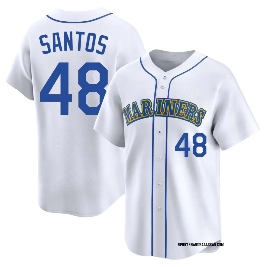 Gregory Santos Men's Seattle Mariners White Limited Throwback Cooperstown Collection Jersey