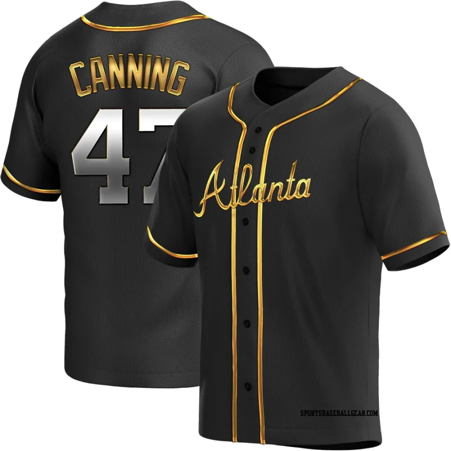 Griffin Canning Youth Atlanta Braves Black Golden Replica Alternate Jersey