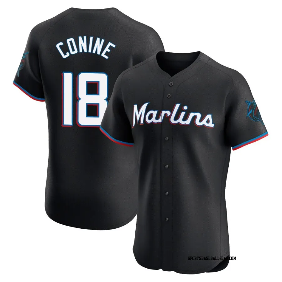 Griffin Conine Men's Miami Marlins Black Elite Alternate Vapor Premier Jersey