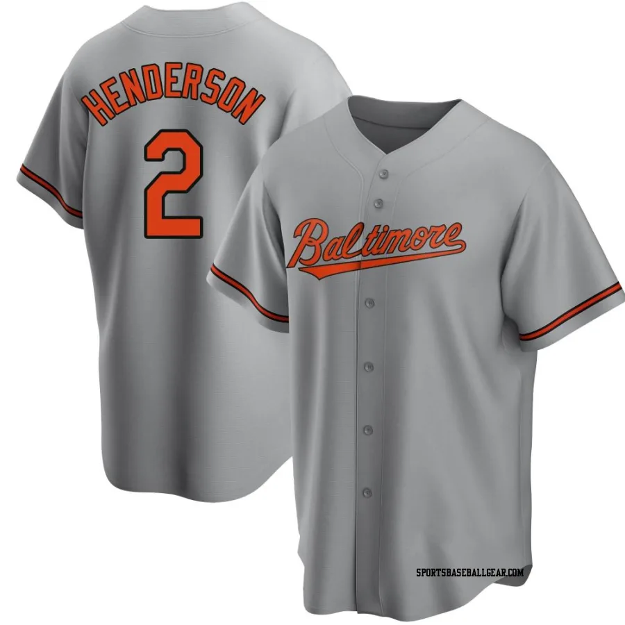 Gunnar Henderson Men's Baltimore Orioles Gray Replica Road Jersey
