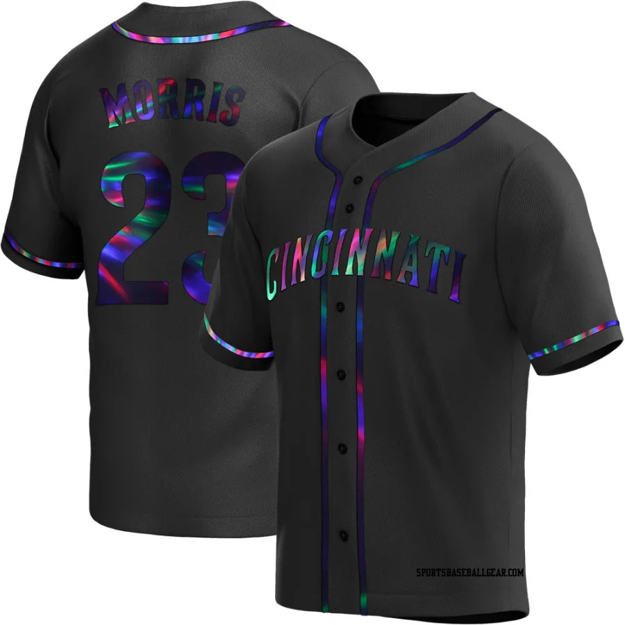 Hal Morris Men's Cincinnati Reds Black Holographic Replica Alternate Jersey