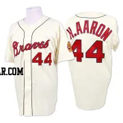 Hank Aaron Men's Atlanta Braves Cream Authentic 1963 Throwback Jersey