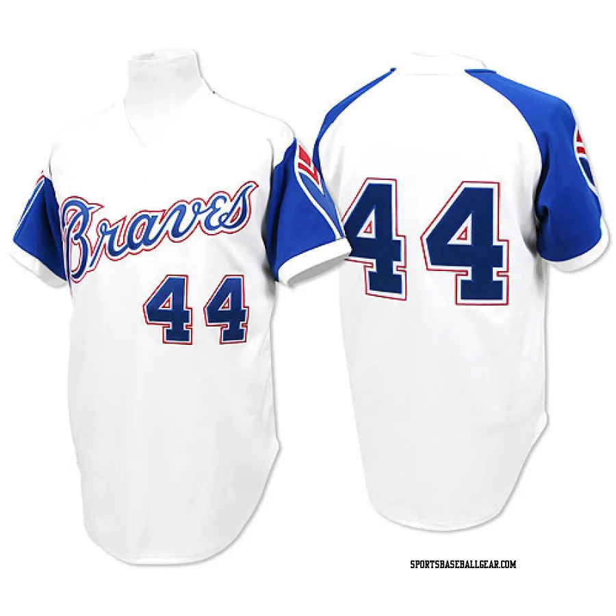 Hank Aaron Men's Atlanta Braves White Authentic 1974 Throwback Jersey
