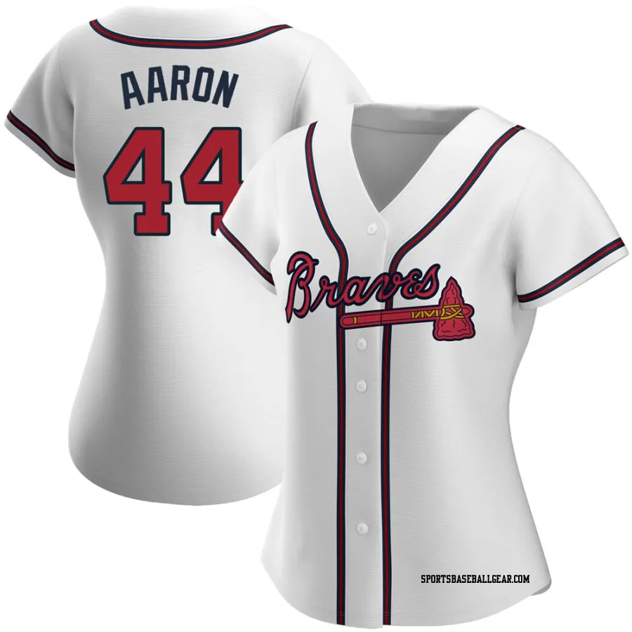 Hank Aaron Women's Atlanta Braves White Replica Home Jersey