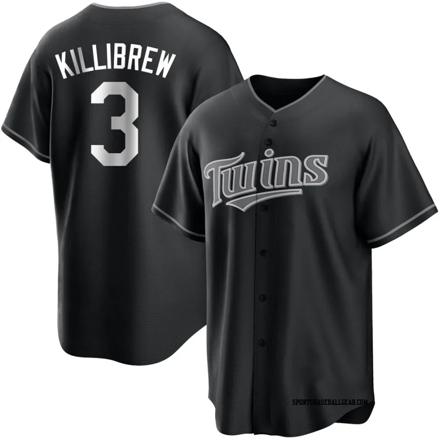 Harmon Killibrew Men's Minnesota Twins Black/White Replica Jersey