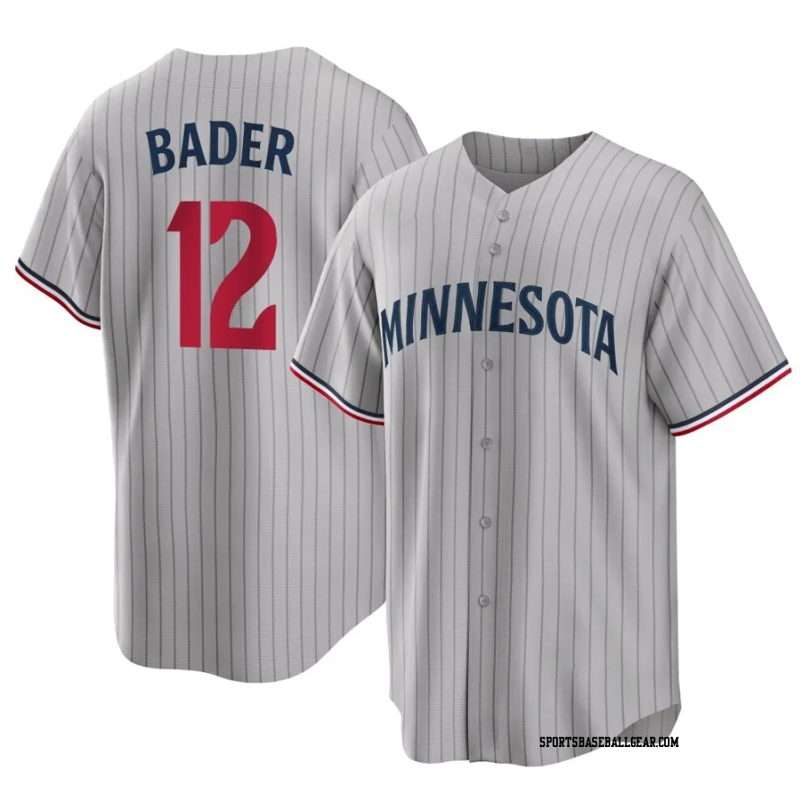 Harrison Bader Men's Minnesota Twins Gray Replica Road Jersey