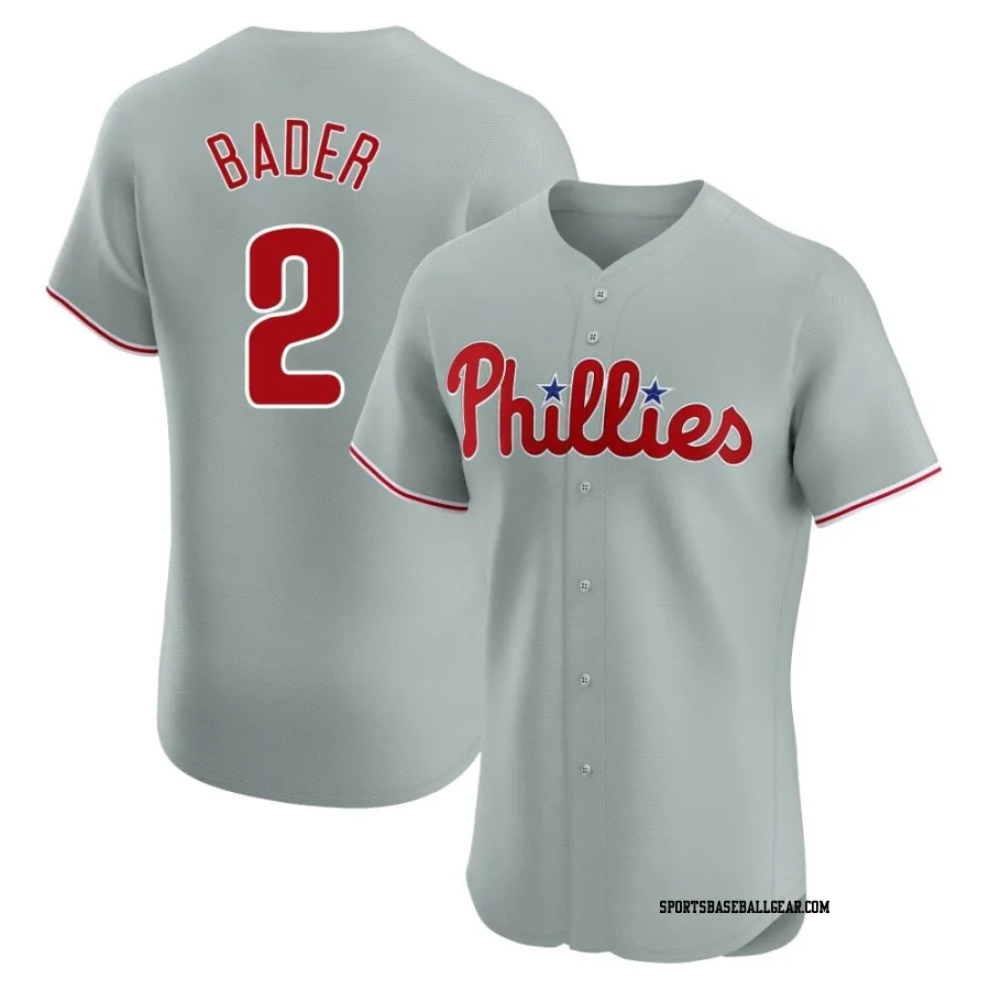 Harrison Bader Men's Philadelphia Phillies Gray Elite Road Jersey