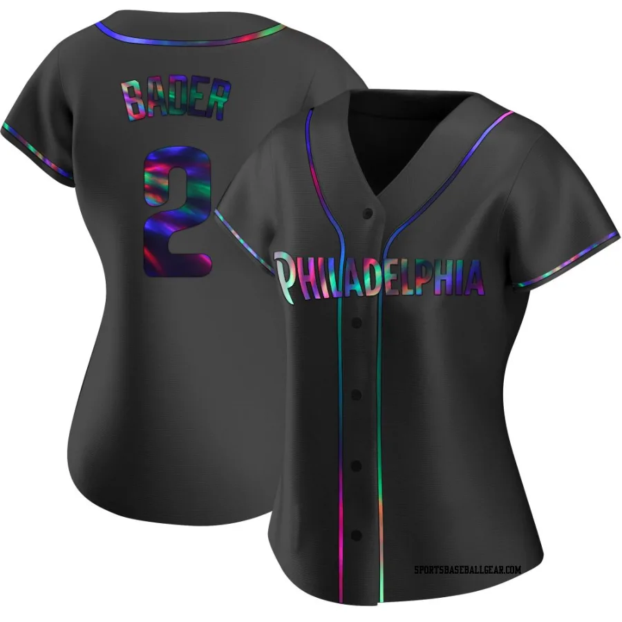Harrison Bader Women's Philadelphia Phillies Black Holographic Replica Alternate Jersey