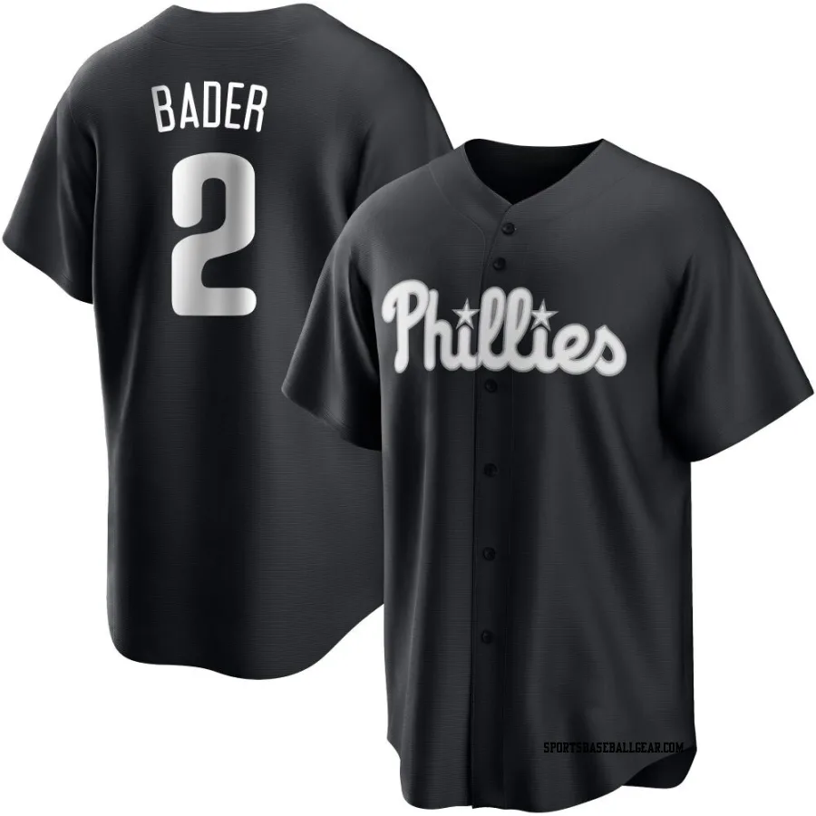 Harrison Bader Youth Philadelphia Phillies Black/White Replica Jersey