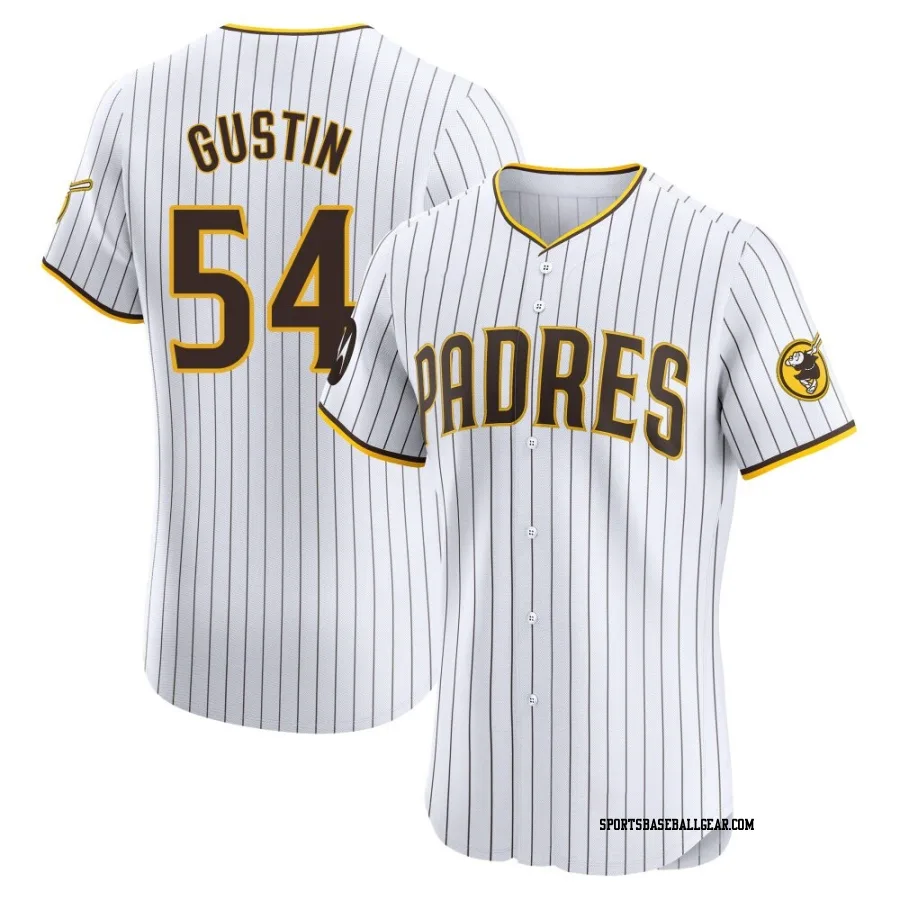 Harry Gustin Men's San Diego Padres White Elite Home Patch Jersey