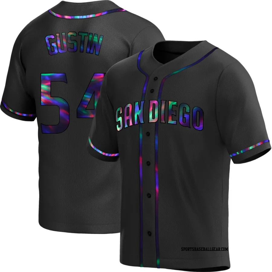 Harry Gustin Youth San Diego Padres Black Holographic Replica Alternate Jersey