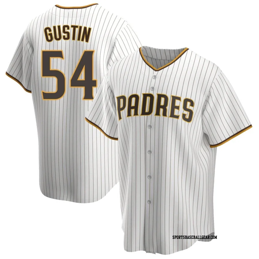 Harry Gustin Youth San Diego Padres White/Brown Replica Home Jersey