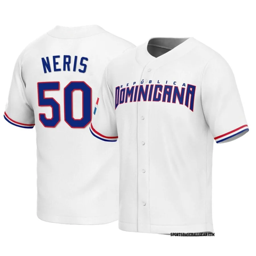 Hector Neris Men's Dominican Republic Baseball White Replica 2023 World Baseball Classic Jersey