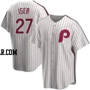 Herbert Iser Men's Philadelphia Phillies White Replica Home Cooperstown Collection Jersey